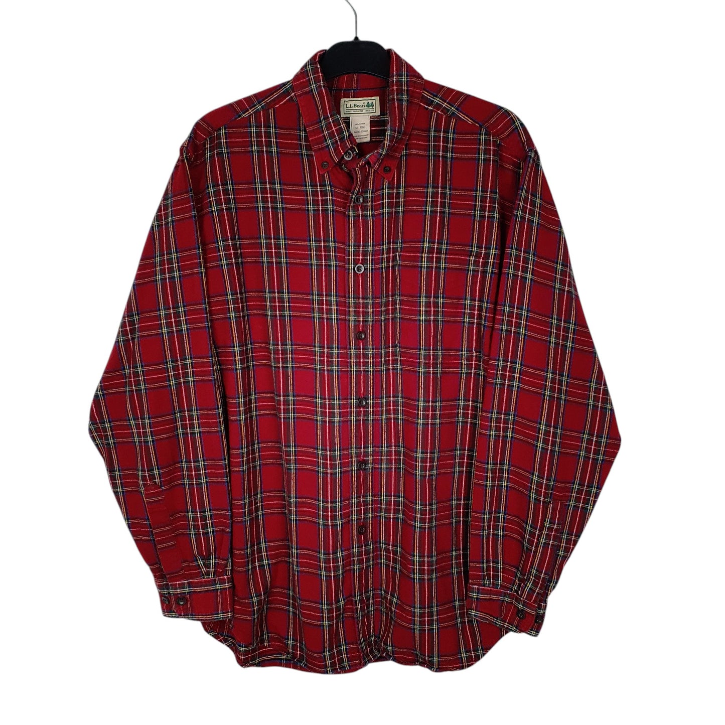 L.L.BEAN Red Check Shirt Thick Plannel Plaid Long Sleeve Cotton Mens M