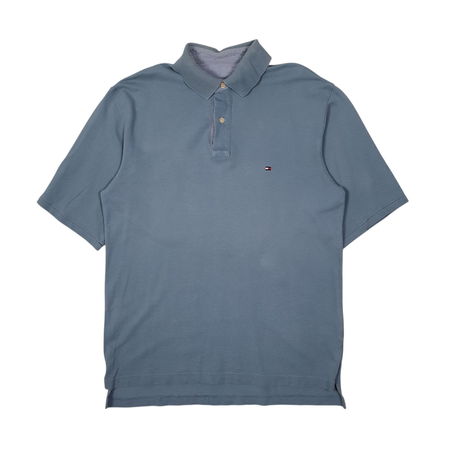 TOMMY HILFIGER Blue Polo Shirt Short Sleeve Cotton Mens M