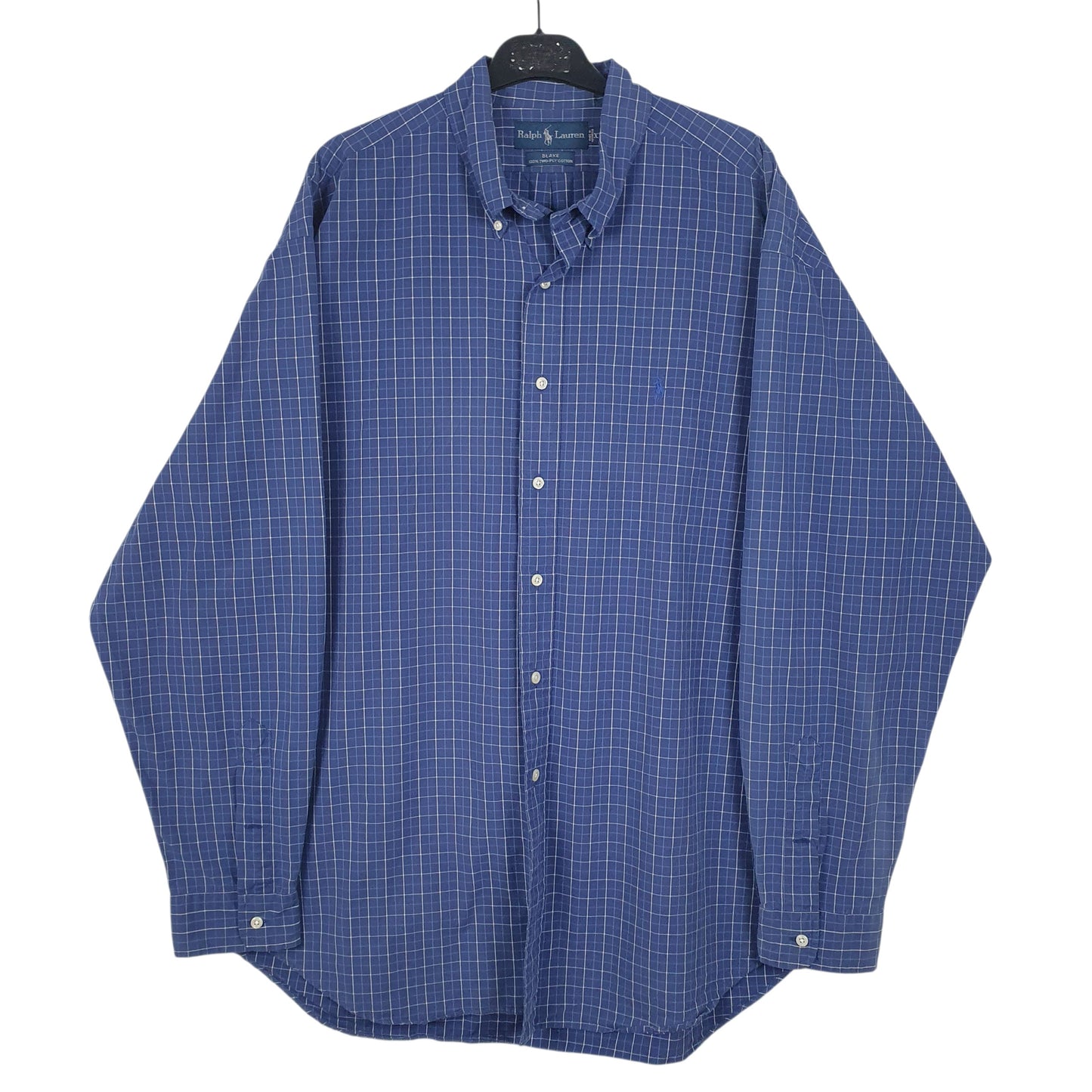 RALPH LAUREN Blue Check Shirt Blake Fit Long Sleeve Casual Cotton Mens XXL