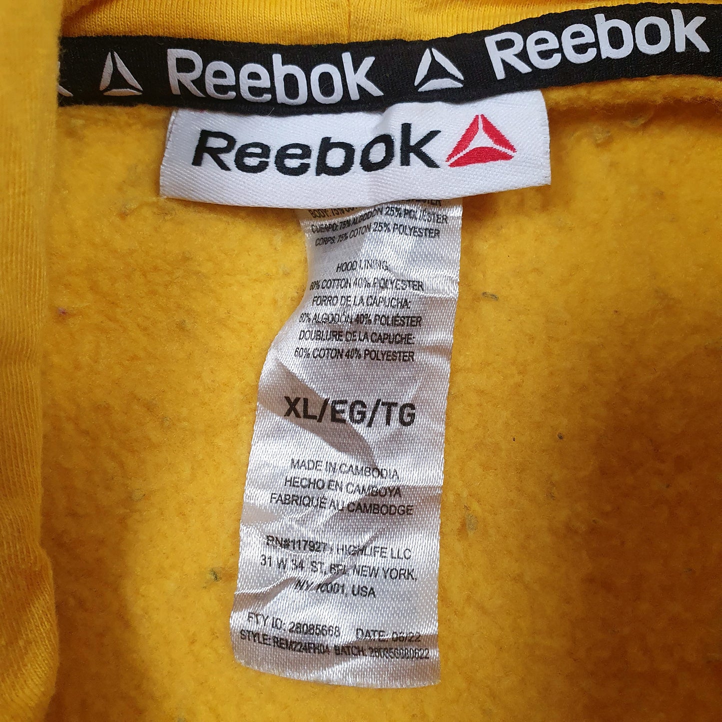 REEBOK Hoodie Spellout Jumper Sweatshirt Mens XL