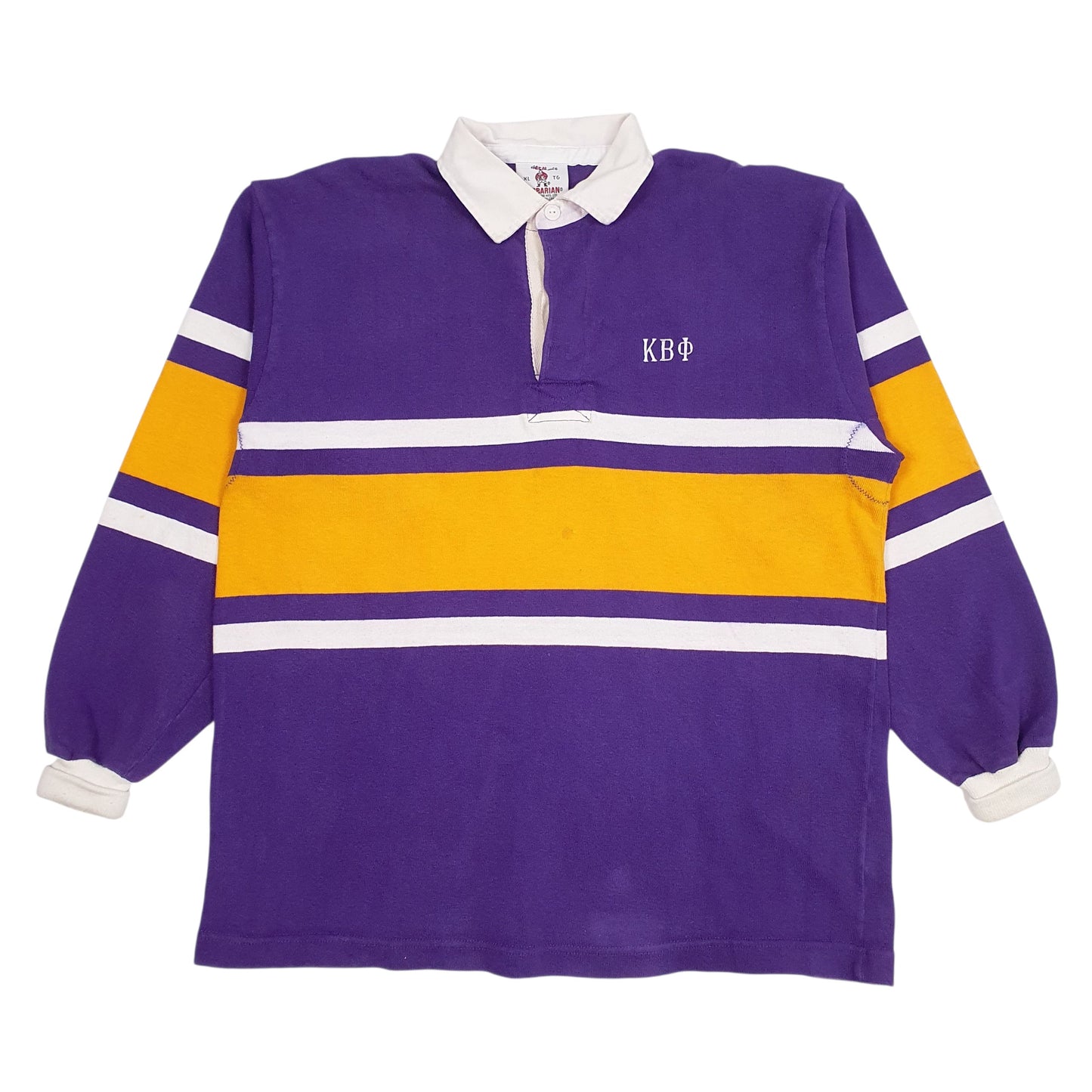 BARBARIAN Purple Polo Shirt Rugby Vintage 90s Long Sleeve Cotton Mens XL