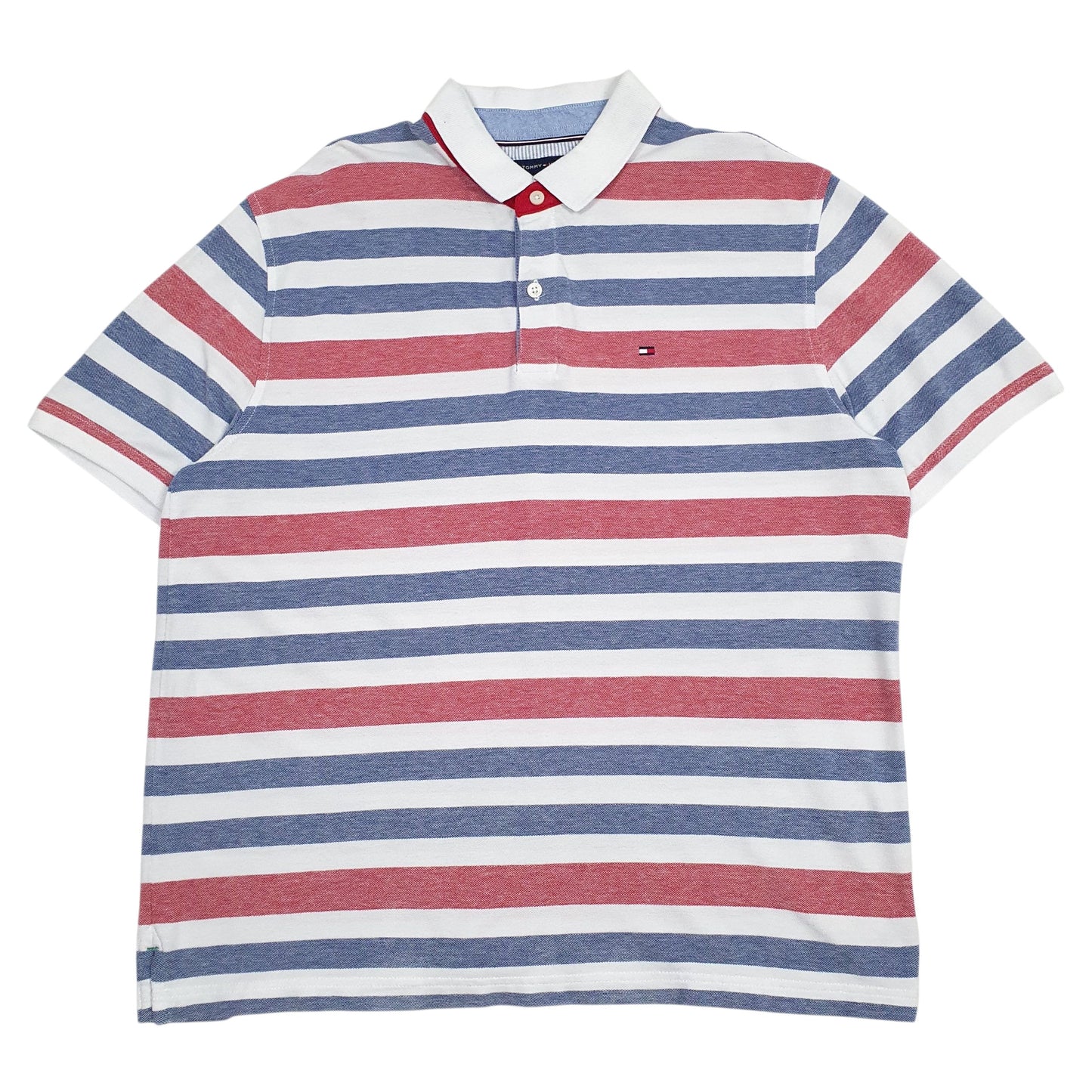 TOMMY HILFIGER White Polo Shirt Short Sleeve Cotton Mens L