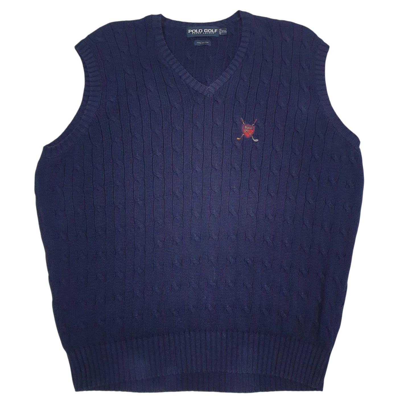 POLO RALPH LAUREN Vest Cable Knit Golf Jumper Sweatshirt Mens XXL