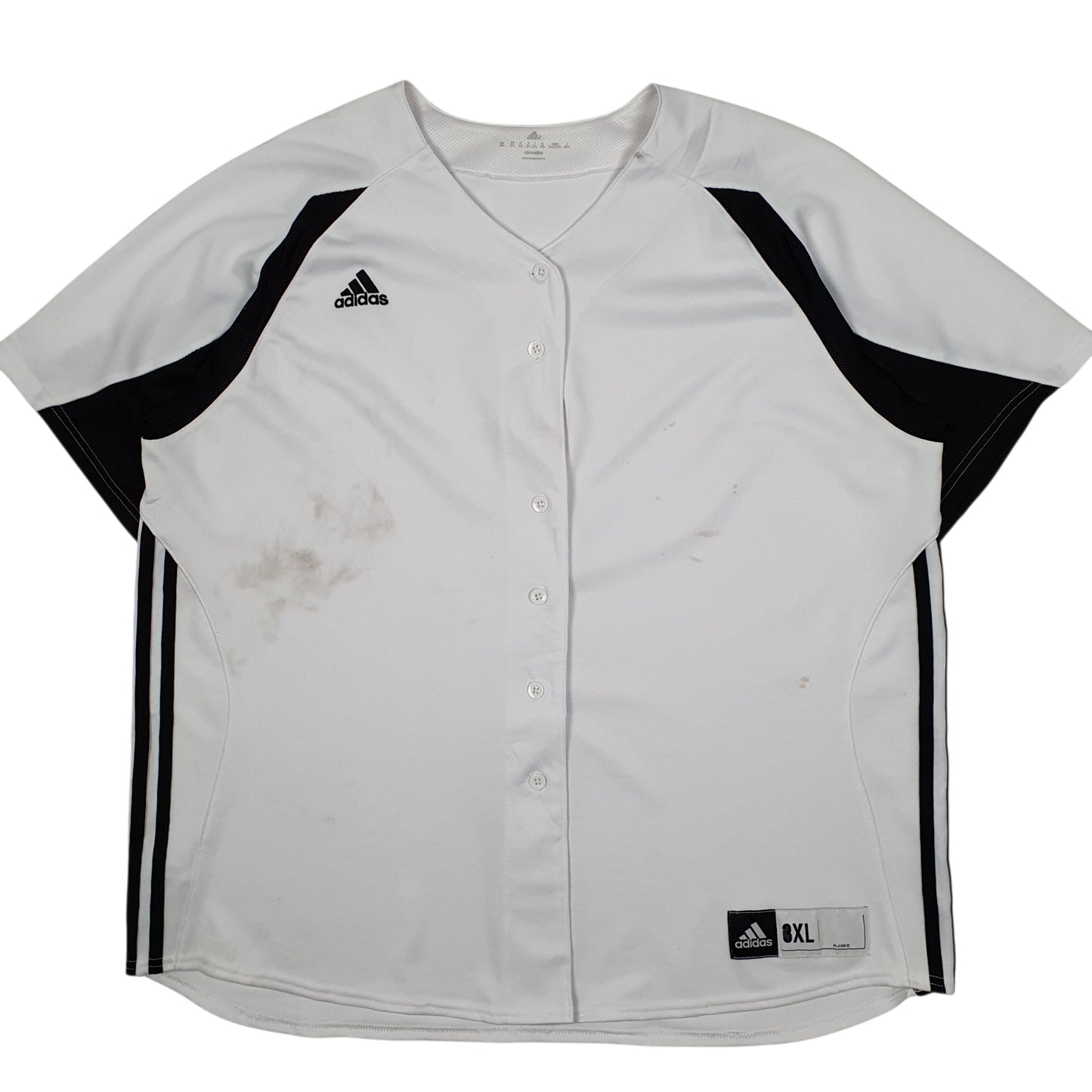 ADIDAS White Shirt Baseball Jersey Short Sleeve Polyester Mens XXXL