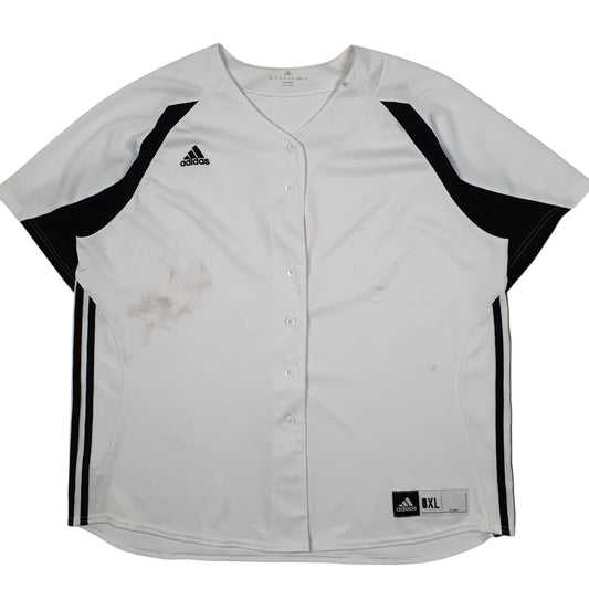 ADIDAS White Shirt Baseball Jersey Short Sleeve Polyester Mens XXXL