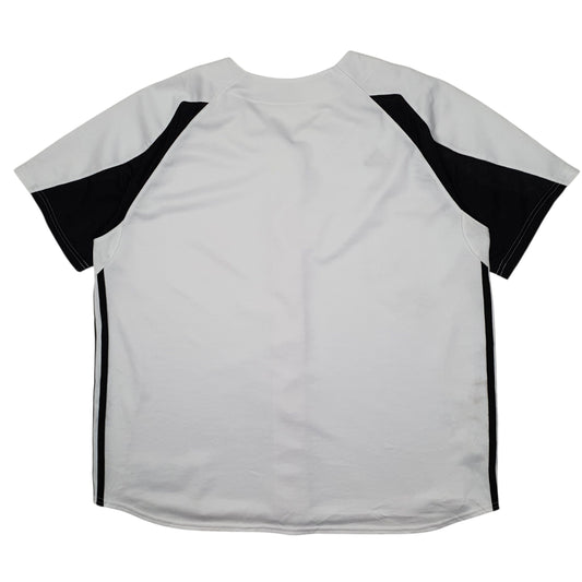 ADIDAS White Shirt Baseball Jersey Short Sleeve Polyester Mens XXXL