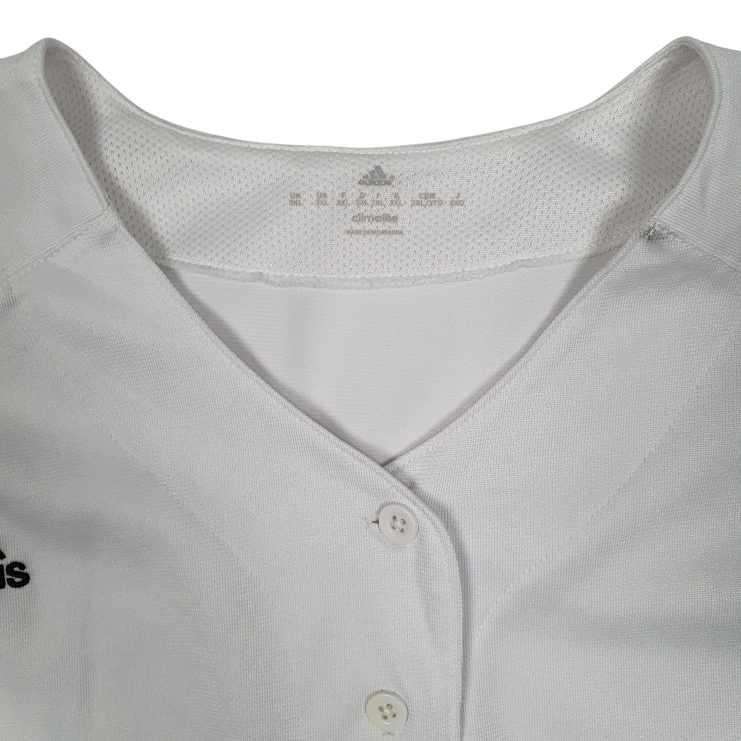 ADIDAS White Shirt Baseball Jersey Short Sleeve Polyester Mens XXXL