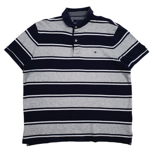 TOMMY HILFIGER Grey Polo Shirt Baggy Short Sleeve Cotton Mens S