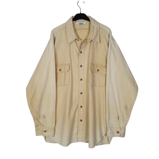 WOOLRICH Cream Shirt Vintage 1980s Thick Chamois Long Sleeve Cotton Mens XXL