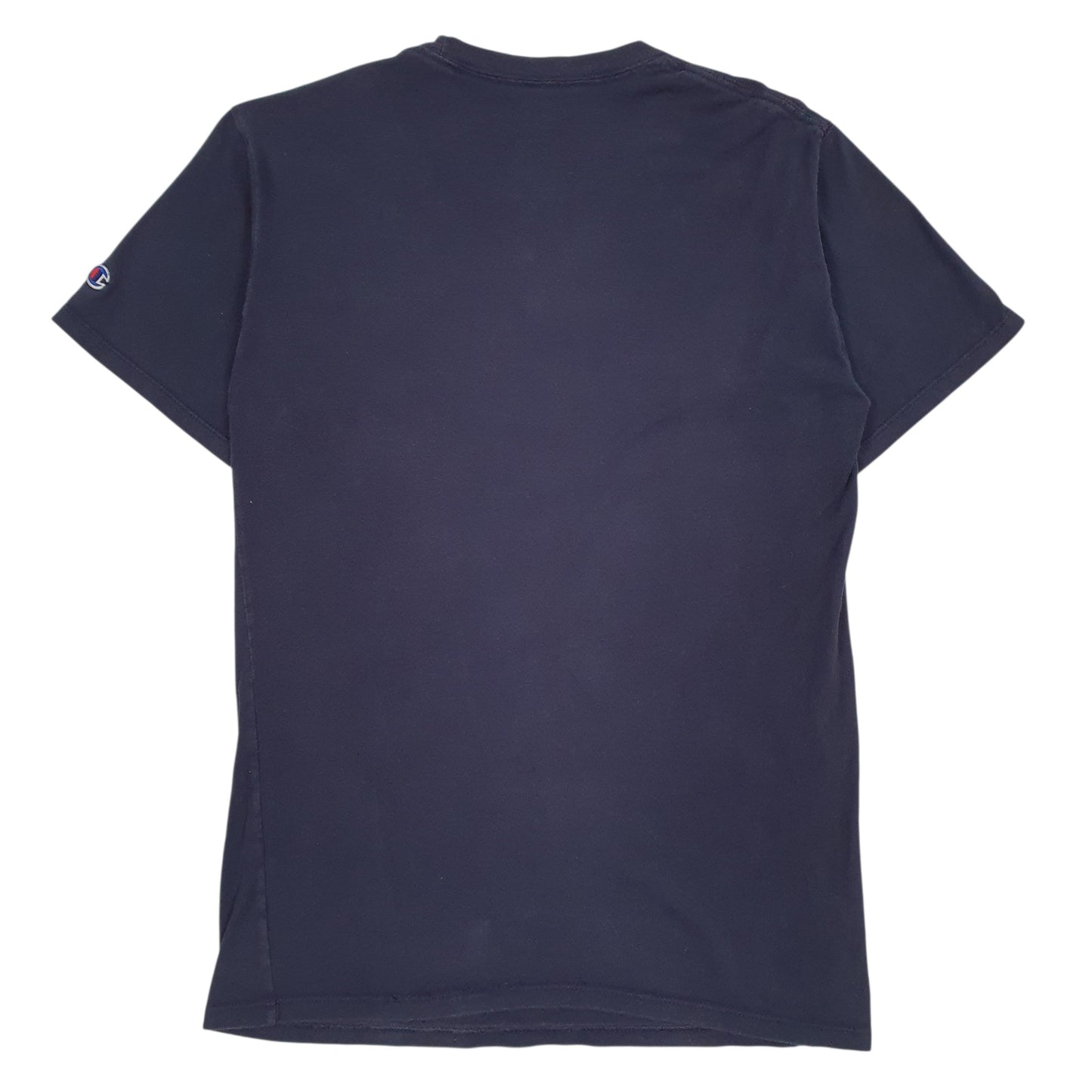 CHAMPION Navy T Shirt Tee Spellout Short Sleeve Cotton Mens S