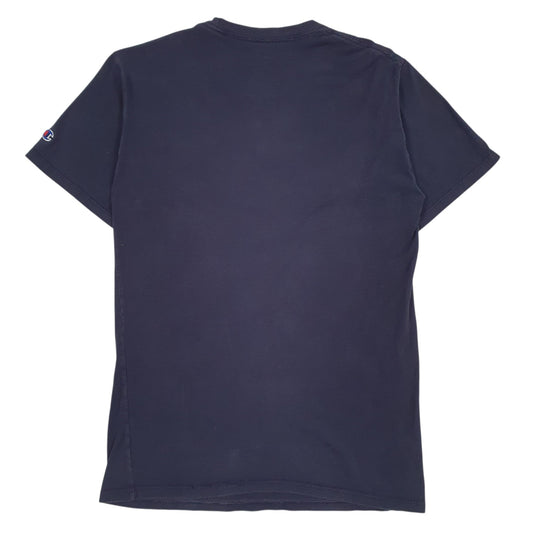 CHAMPION Navy T Shirt Tee Spellout Short Sleeve Cotton Mens S