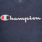 CHAMPION Navy T Shirt Tee Spellout Short Sleeve Cotton Mens S