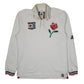 RHINO White Polo Shirt England Rugby Long Sleeve Cotton Blend Mens XXL