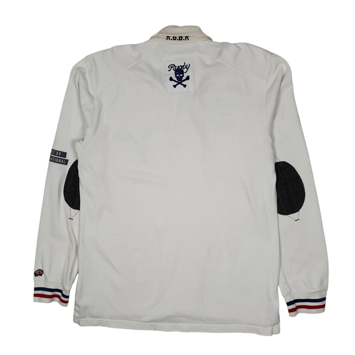 RHINO White Polo Shirt England Rugby Long Sleeve Cotton Blend Mens XXL