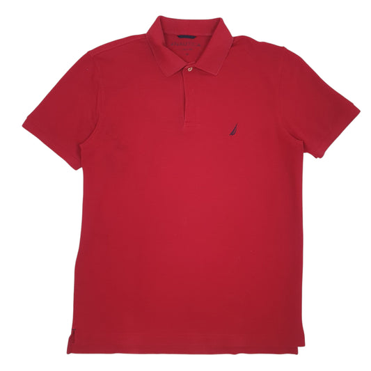 NAUTICA Red Polo Shirt Slim Fit Short Sleeve Cotton Mens M