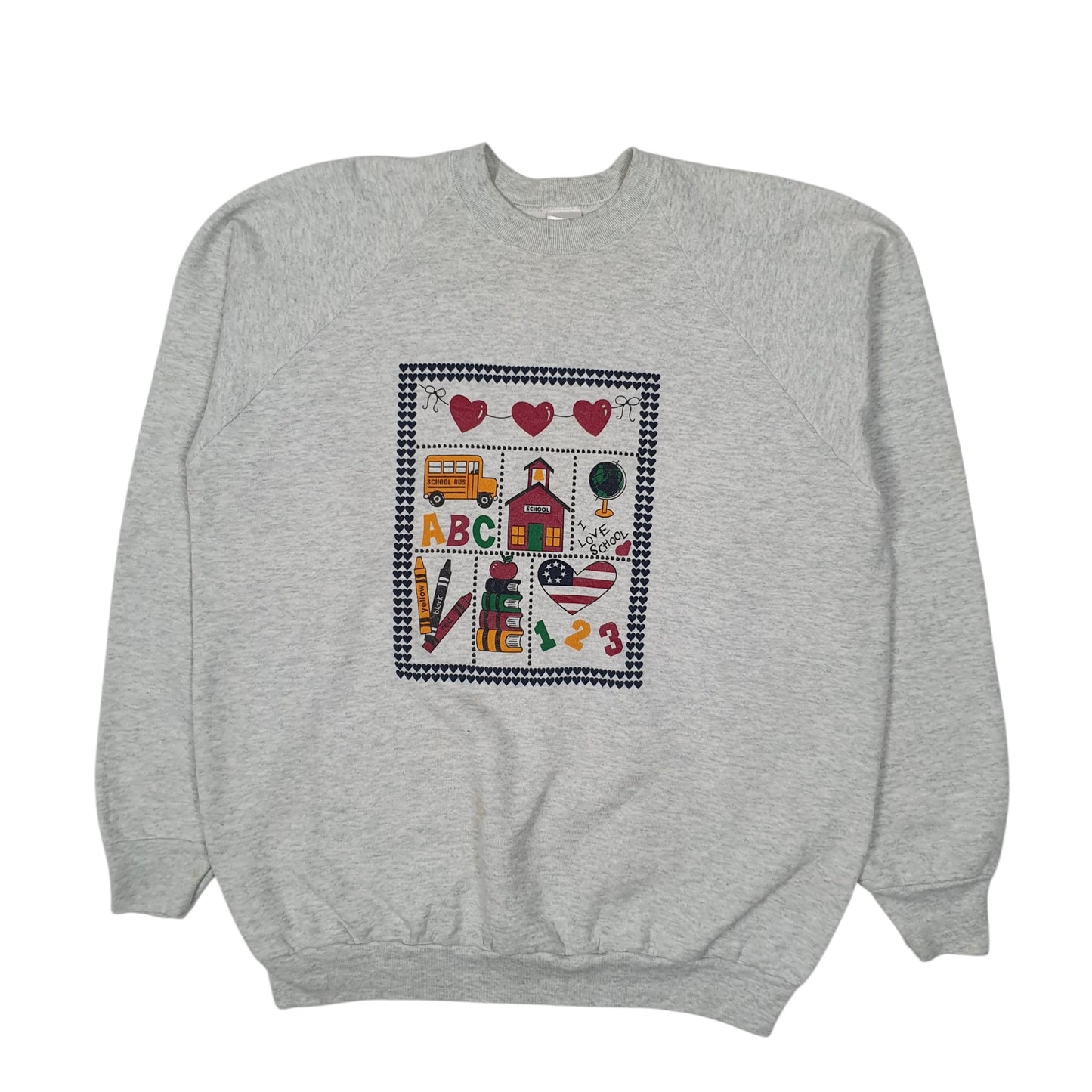 FRUIT OF THE LOOM Crewneck Vintage 90s Made In USA School Jumper Sweatshirt Mens XL