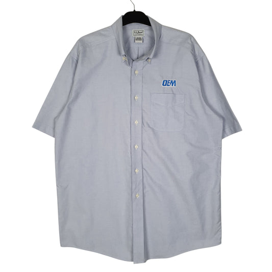 L.L.BEAN Blue Shirt Short Sleeve Casual Cotton Mens L