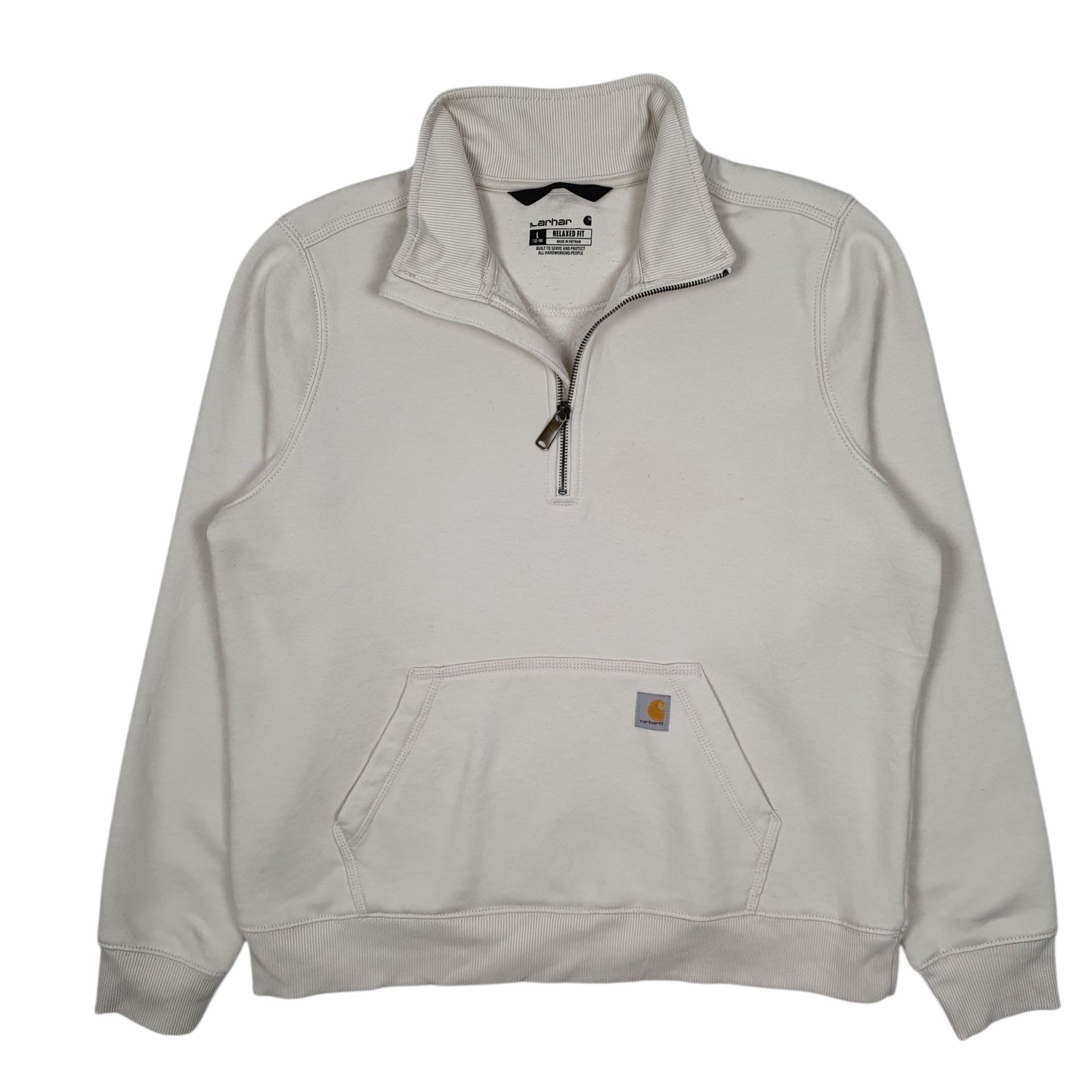 CARHARTT Quarter Zip Cotton Blend Jumper Sweatshirt Womens L