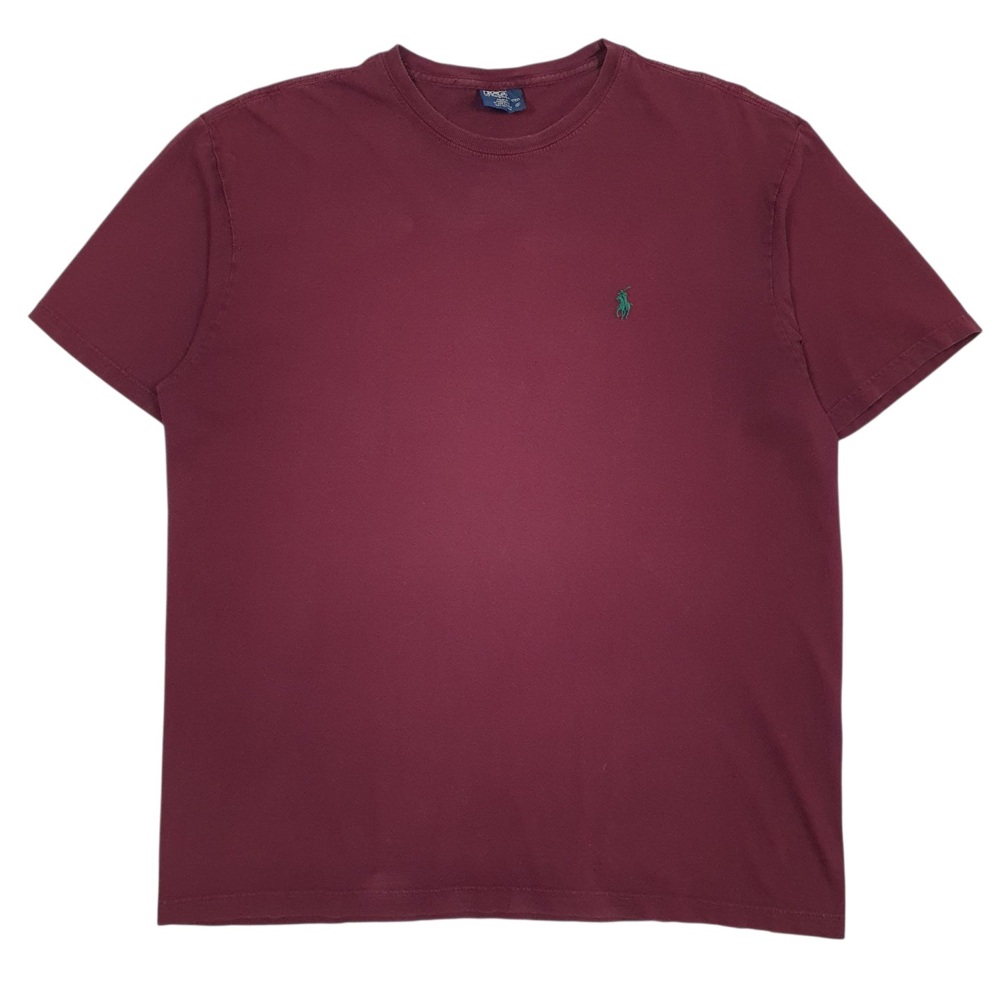 POLO RALPH LAUREN Burgundy T Shirt Tee Vintage 90s Short Sleeve Cotton Mens M