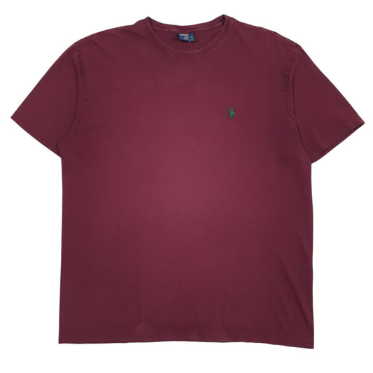 POLO RALPH LAUREN Burgundy T Shirt Tee Vintage 90s Short Sleeve Cotton Mens M