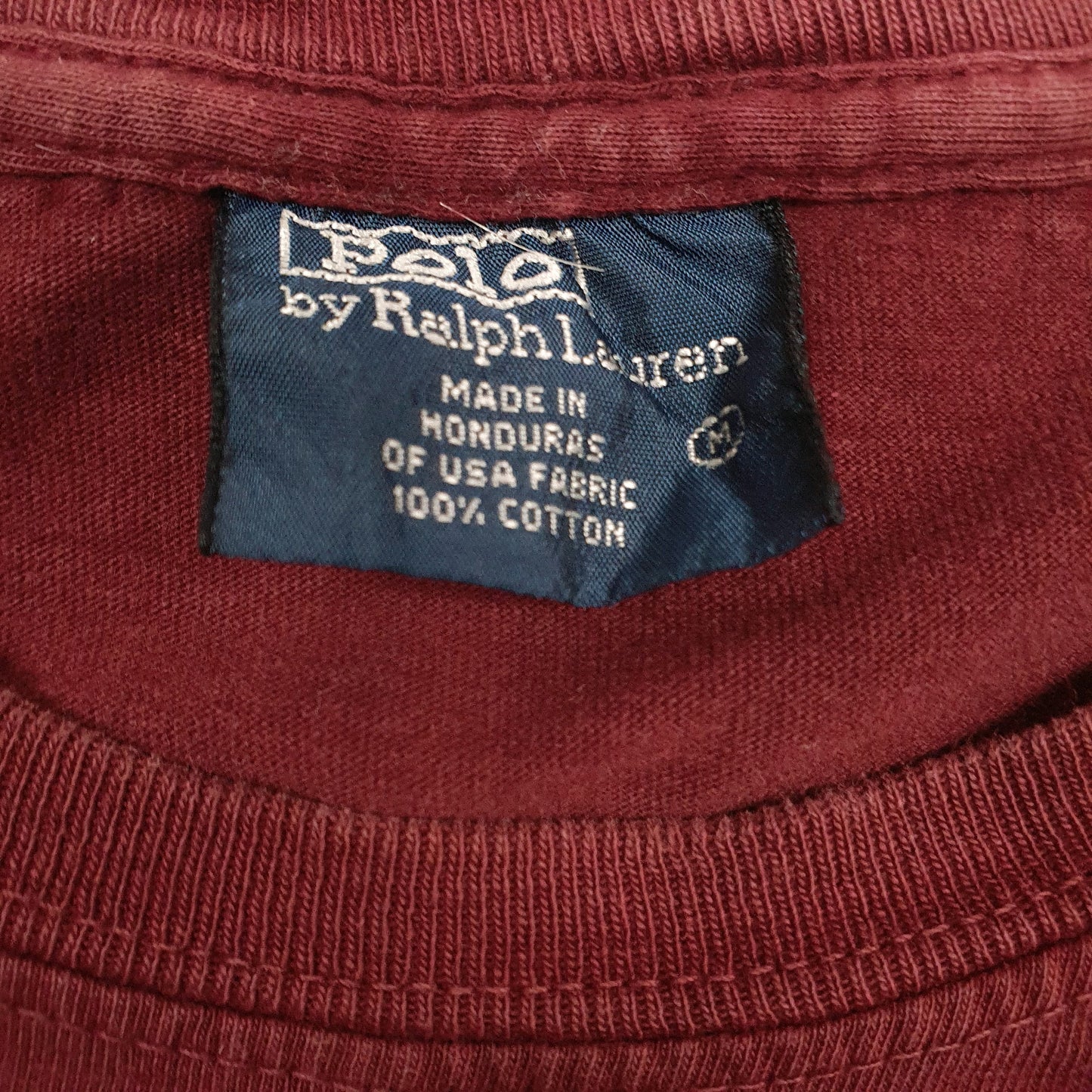 POLO RALPH LAUREN Burgundy T Shirt Tee Vintage 90s Short Sleeve Cotton Mens M