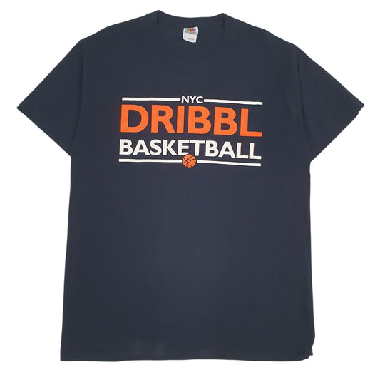 FRUIT OF THE LOOM Black T Shirt Tee Basketball Short Sleeve Cotton Mens L