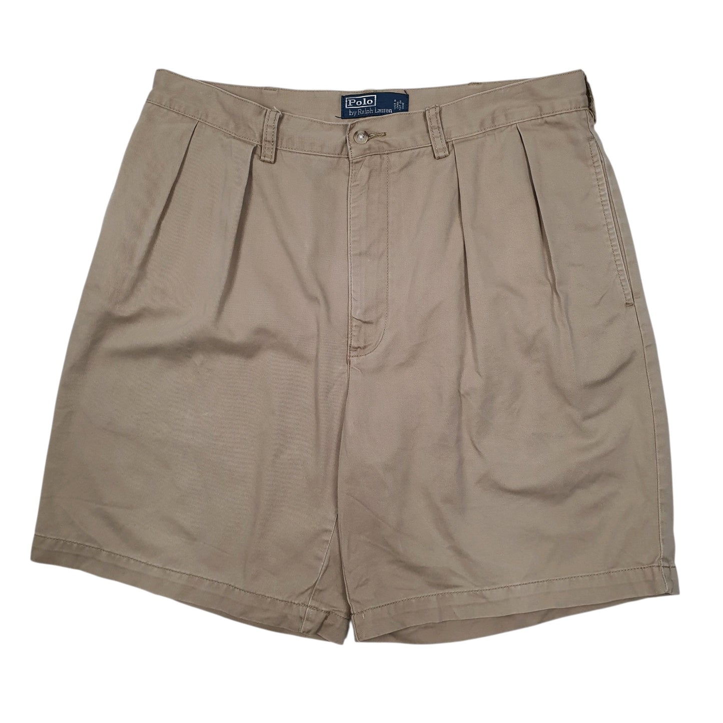 POLO RALPH LAUREN Pleated Beige Chino Cotton Shorts Mens W36