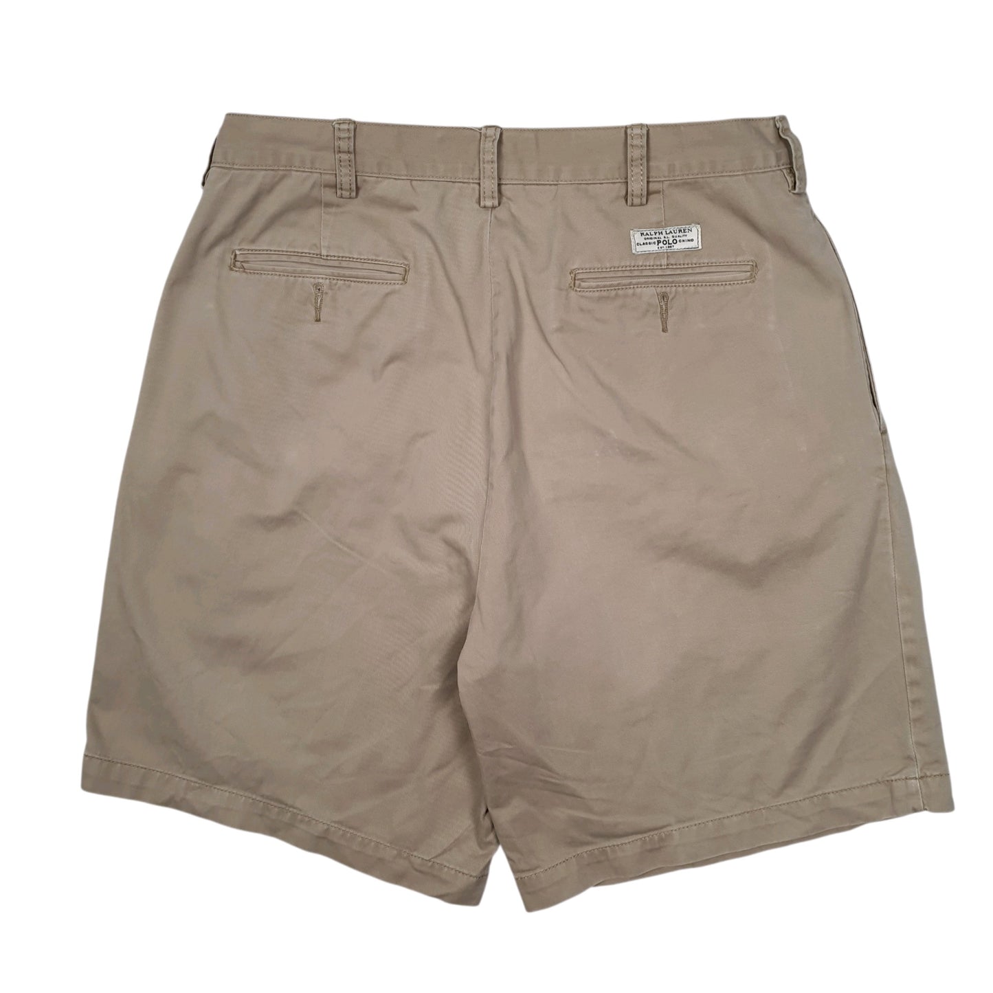 POLO RALPH LAUREN Pleated Beige Chino Cotton Shorts Mens W36