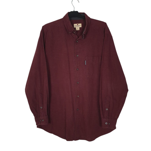 WOOLRICH Burgundy Shirt Thick Chamois Long Sleeve Cotton Mens L