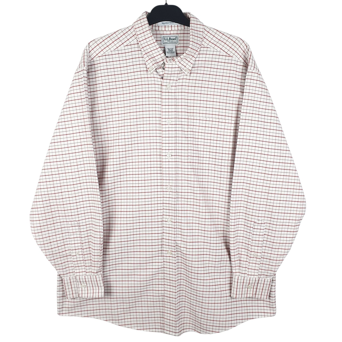 L.L.BEAN White Check Shirt Long Sleeve Casual Cotton Mens L