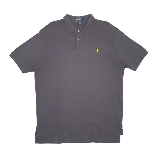 POLO RALPH LAUREN Grey Polo Shirt Short Sleeve Cotton Mens L