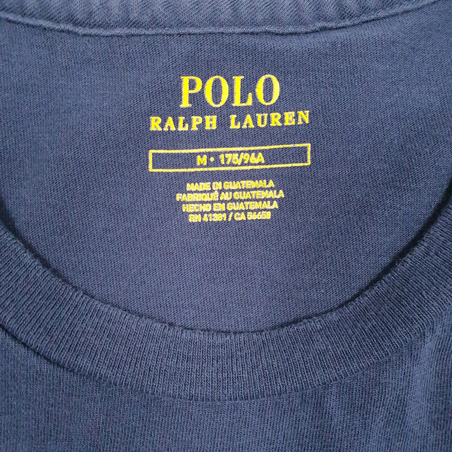 POLO RALPH LAUREN Navy T Shirt Tee Spellout Short Sleeve Cotton Mens M
