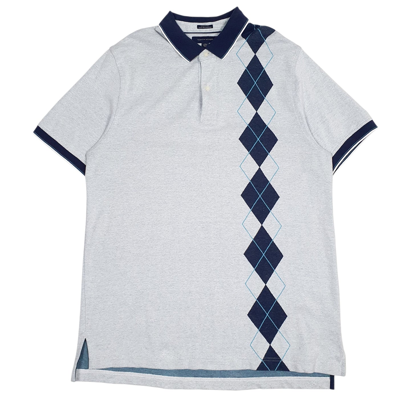 TOMMY HILFIGER Grey Polo Shirt Short Sleeve Cotton Mens XL