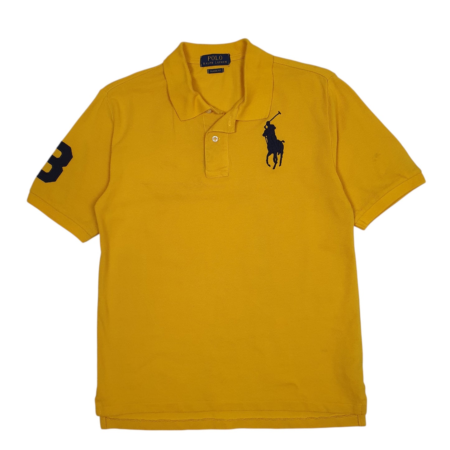 POLO RALPH LAUREN Yellow Polo Shirt Short Sleeve Cotton Mens XS