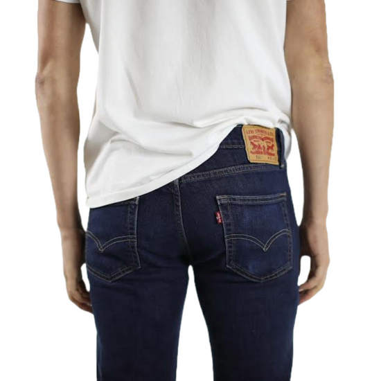 Back Side of Levis Jeans showing leather patch and red tab. Link to all Levis Jeans