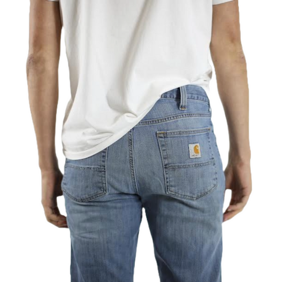 Back Side of Carhartt Jeans showing pocket logo patch. Link to all Carhartt Jeans