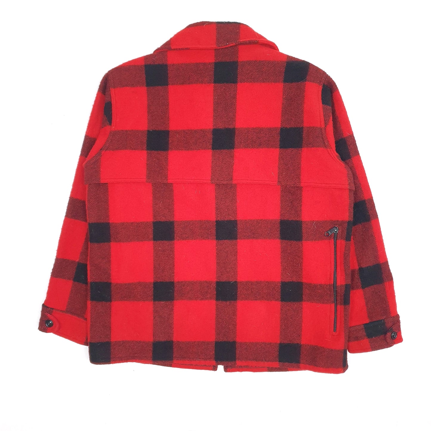 Mens Red Johnson Woolen Mills Vintage Made in USA Mackinaw Cruiser Hunting Hoodie Coat