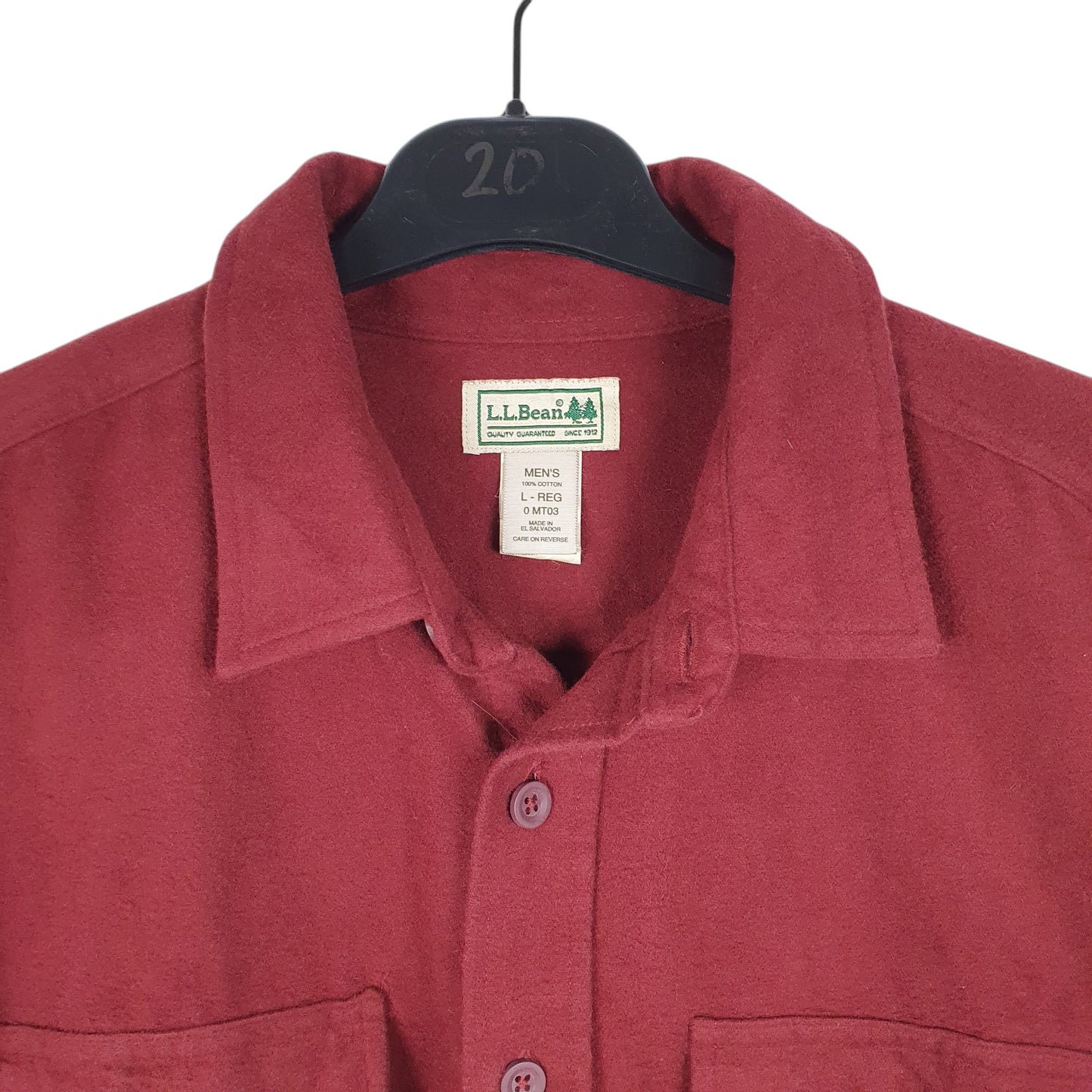 Mens Burgundy L.L.Bean Chamois Overshirt Shacket Long Sleeve Shirt
