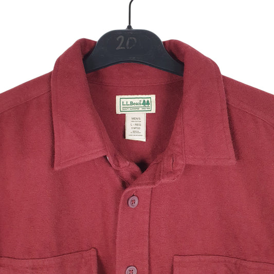 Mens Burgundy L.L.Bean Chamois Overshirt Shacket Long Sleeve Shirt
