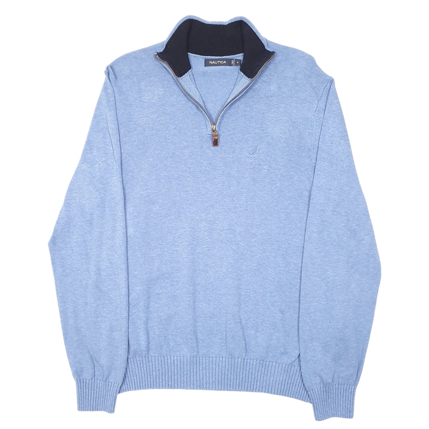 Mens Blue Nautica Knit Quarter Zip Jumper