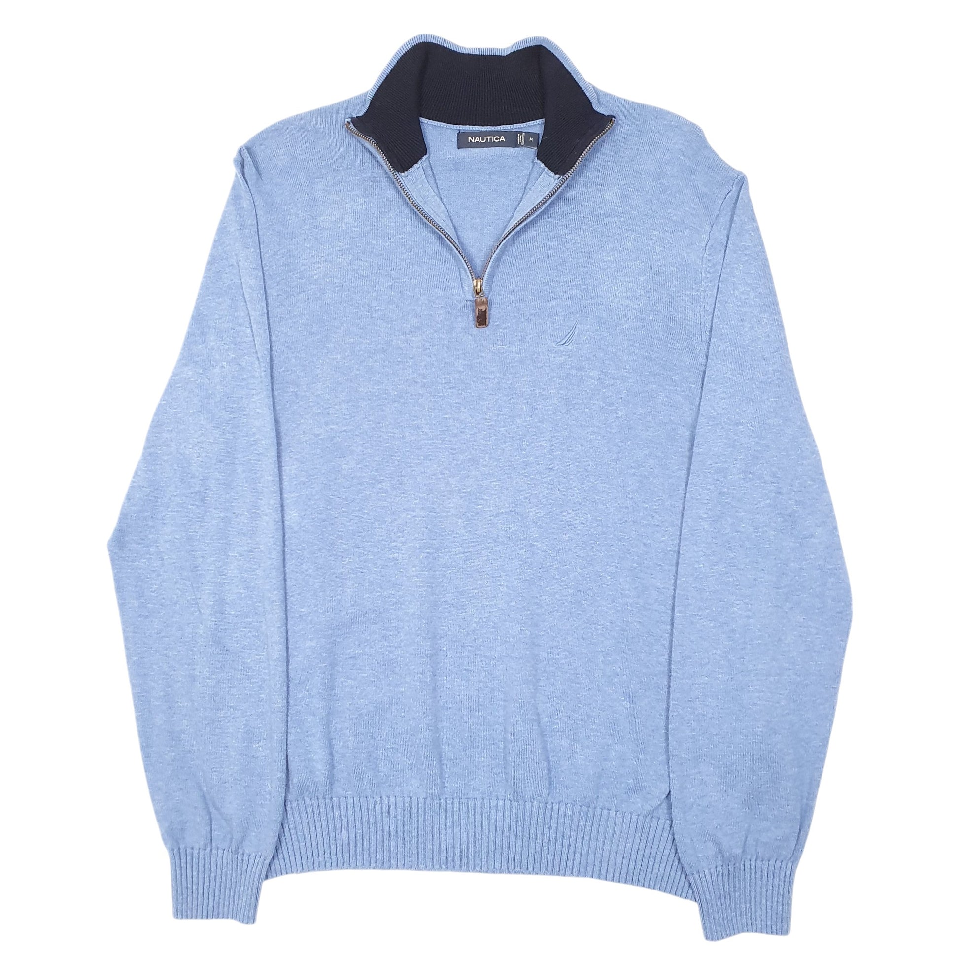Mens Blue Nautica Knit Quarter Zip Jumper