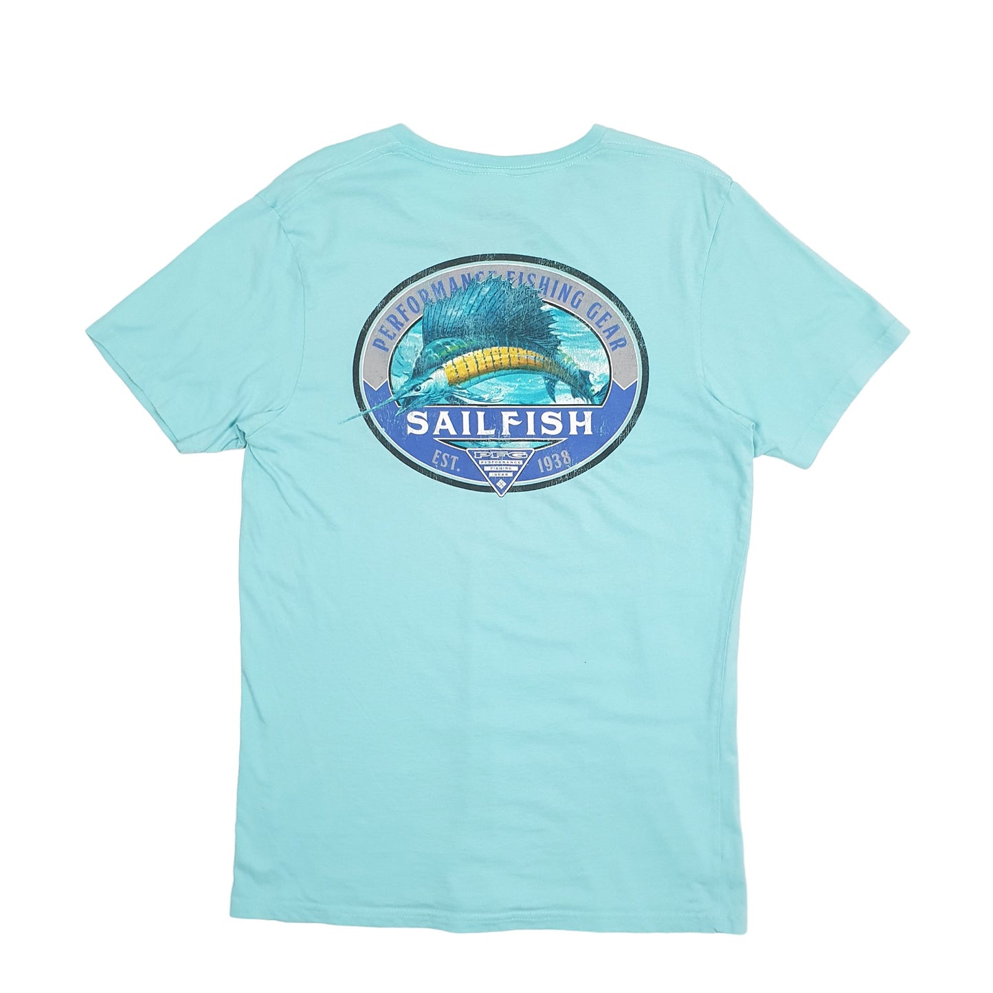 Mens Blue Columbia Sportswear PFG Fishing Short Sleeve T Shirt