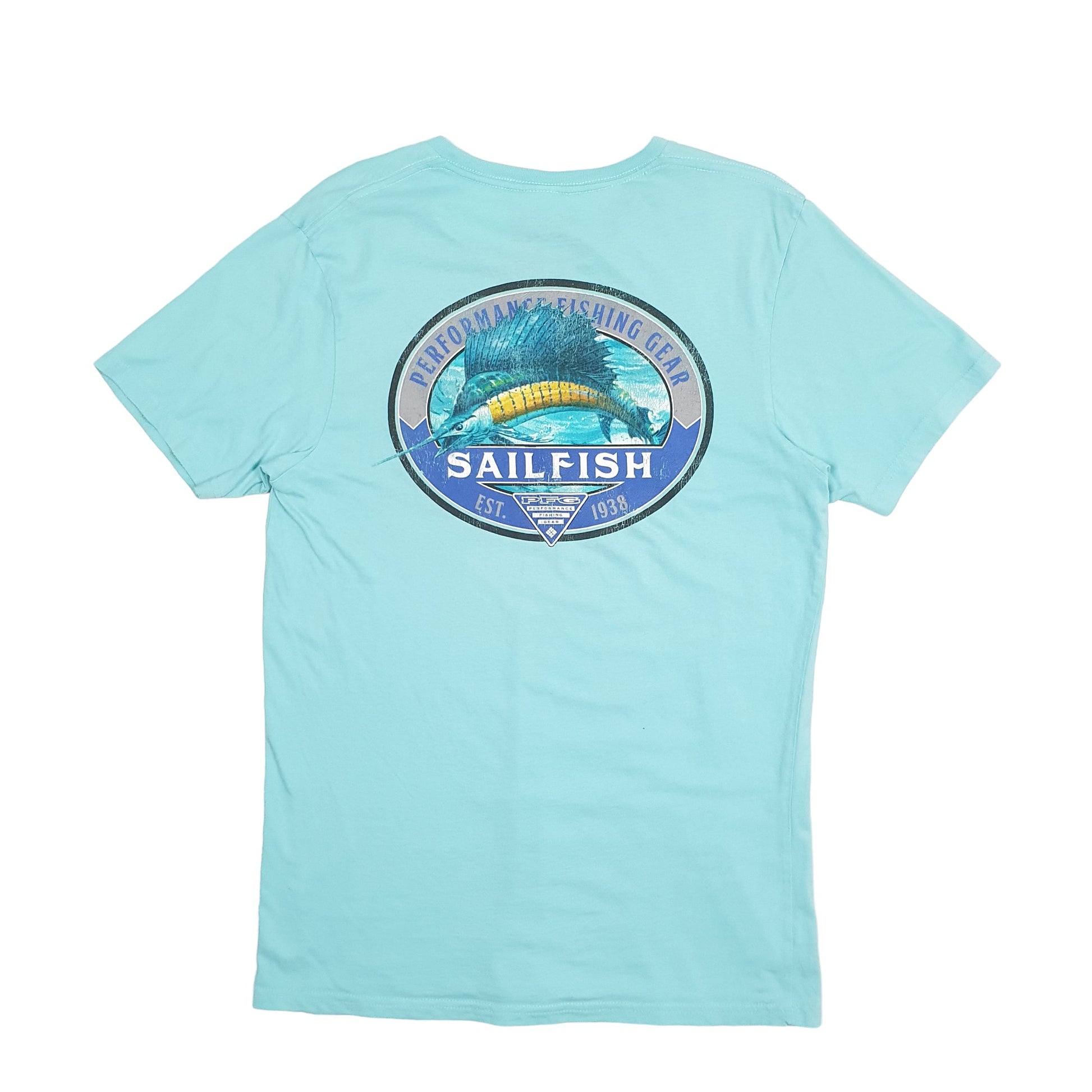 Mens Blue Columbia Sportswear PFG Fishing Short Sleeve T Shirt