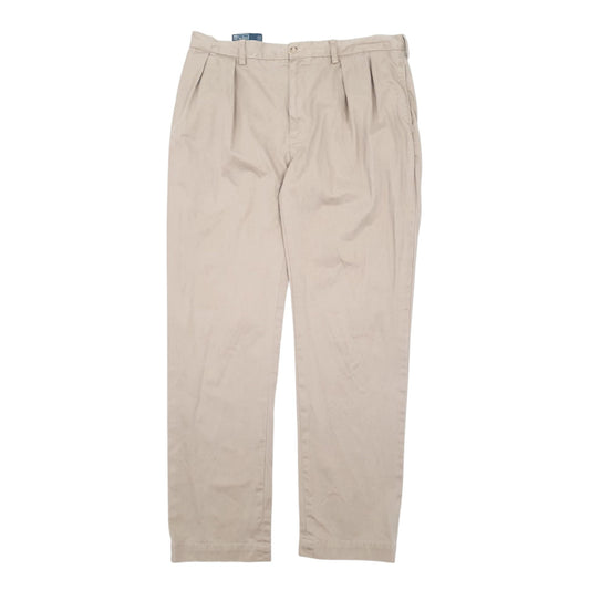 Mens Brown Polo Ralph Lauren Double Pleated Ethan Pant Chino Trousers