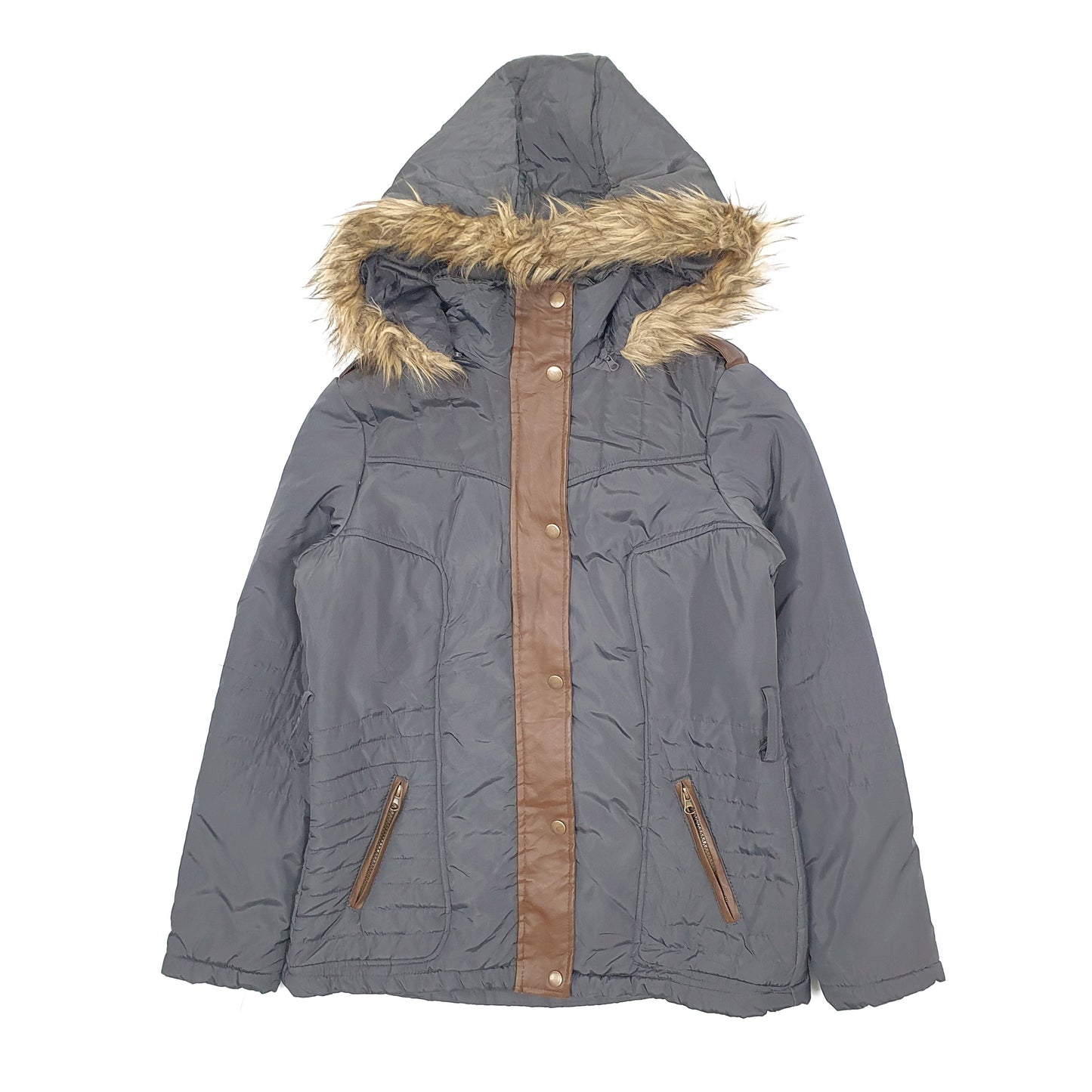 Womens Grey Miss London Parka  Coat