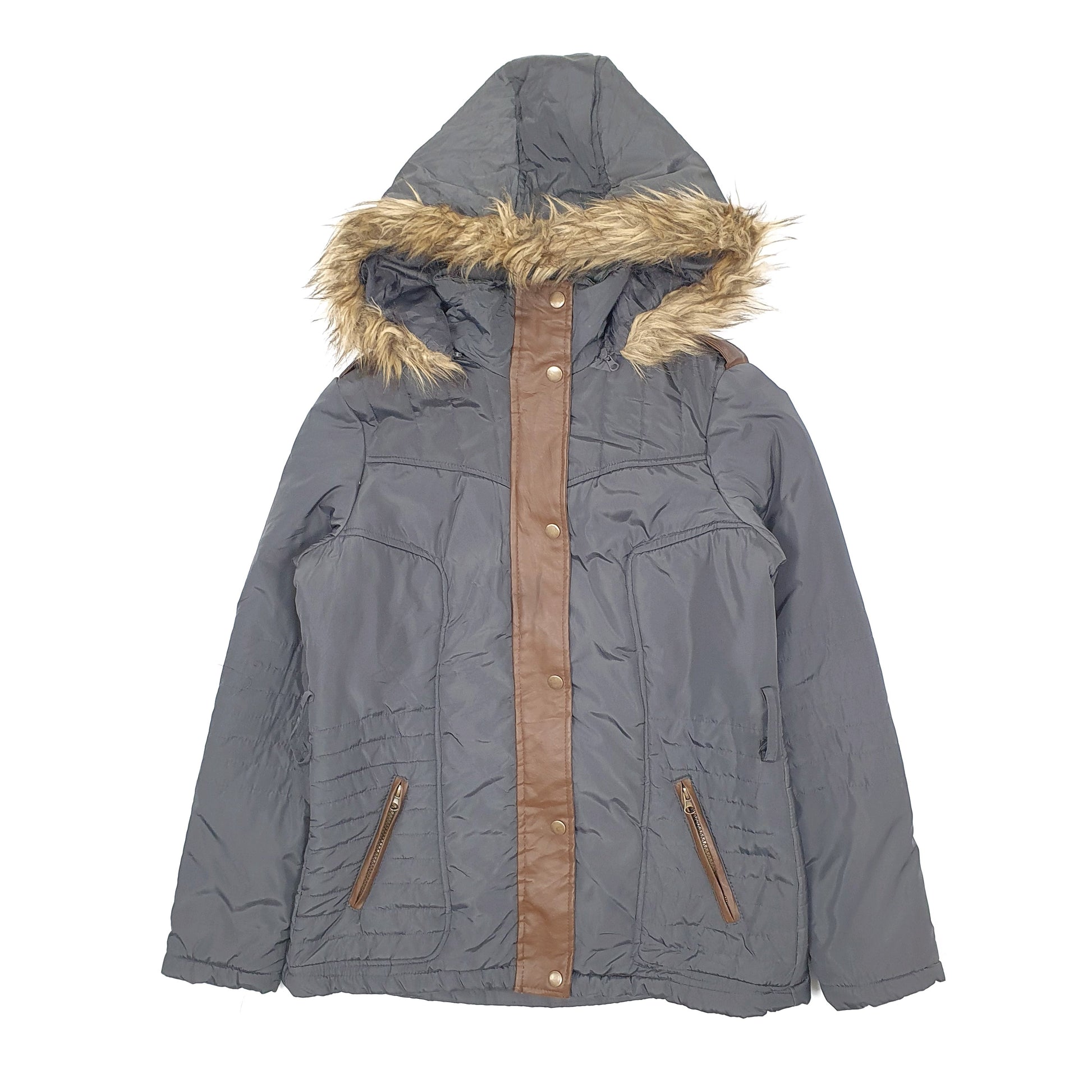 Womens Grey Miss London Parka  Coat