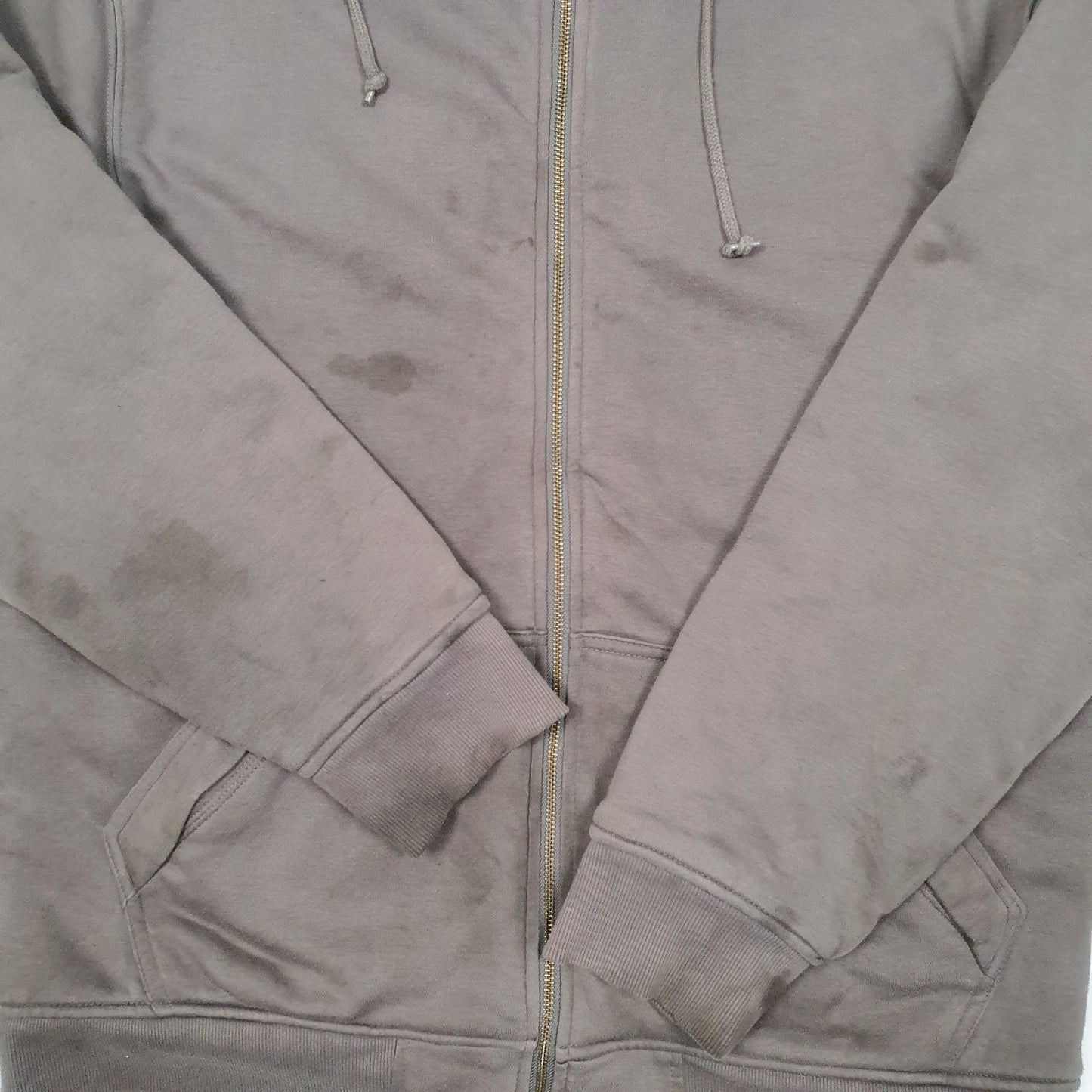 Mens Grey Wrangler Hoodie Fleece Lined Workwear Full Zip Jumper