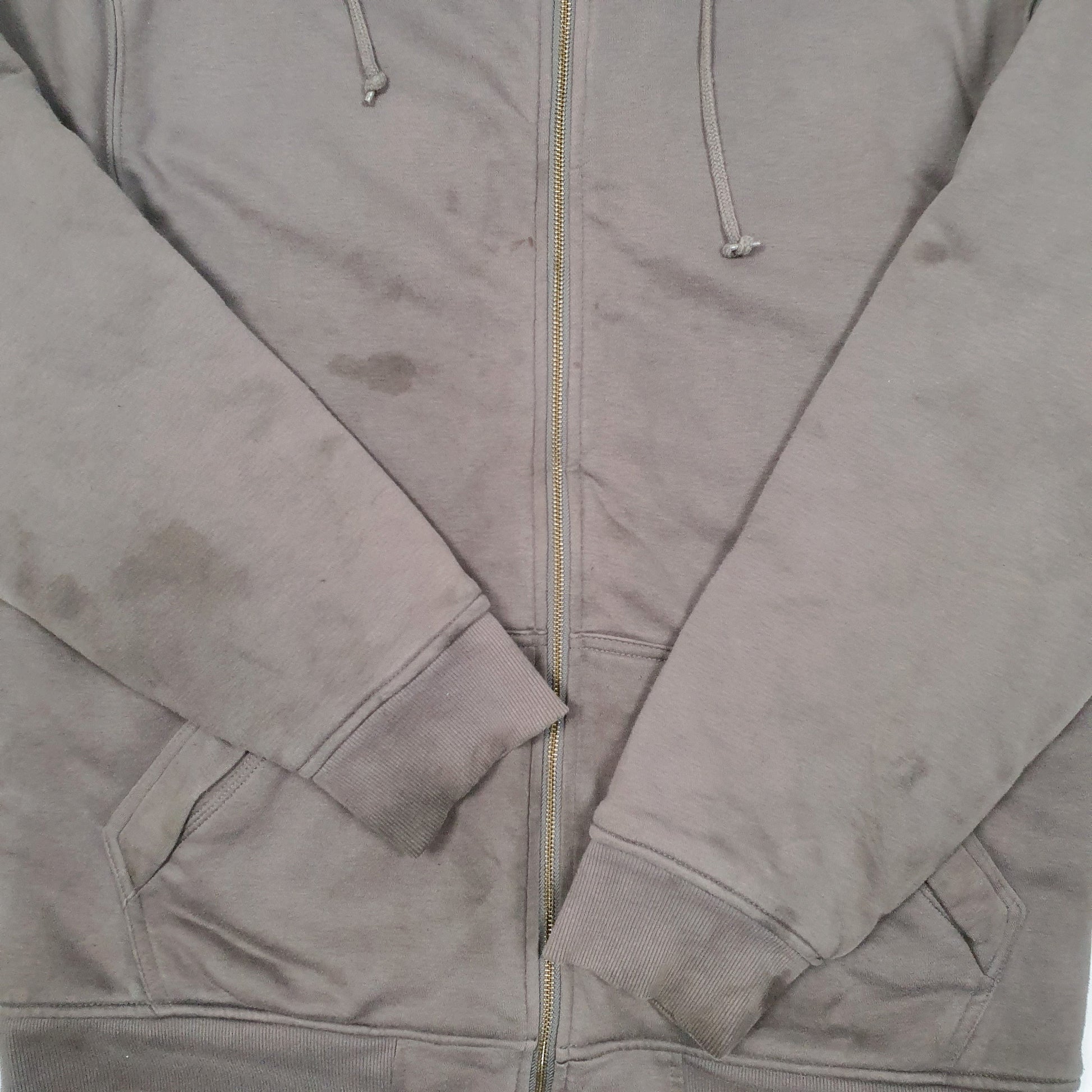 Mens Grey Wrangler Hoodie Fleece Lined Workwear Full Zip Jumper