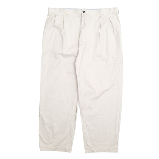 Mens Cream Tommy Hilfiger Double Pleated Chino Trousers