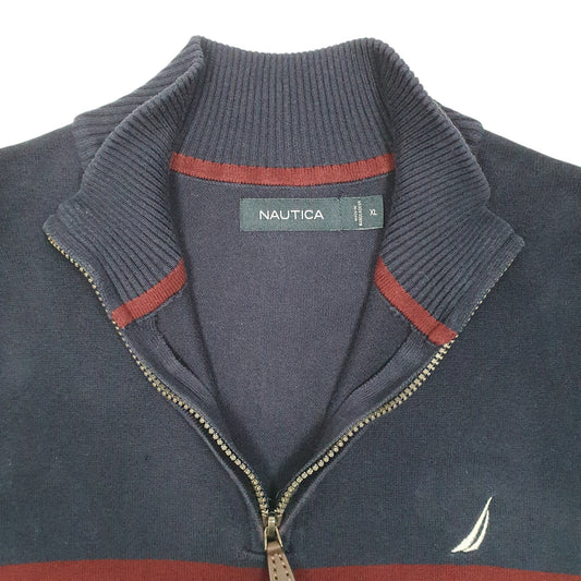 Mens Grey Nautica Knit Quarter Zip Jumper